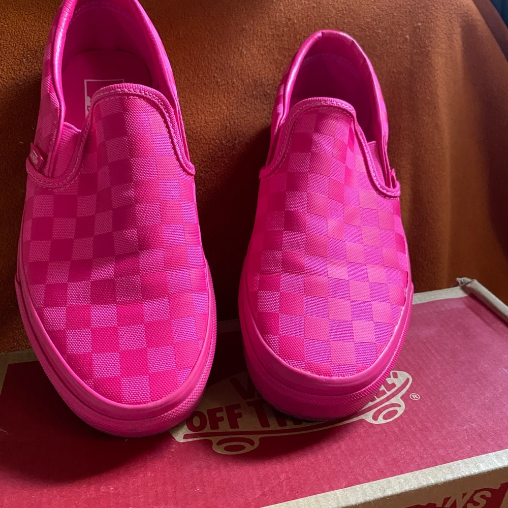 Vans Kids Hot Pink Checkered Slip-On Sneakers